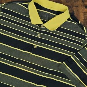 Nike Golf Tour Performance Mens Golf Polo Shirt Black Yellow Striped Vented Sz L